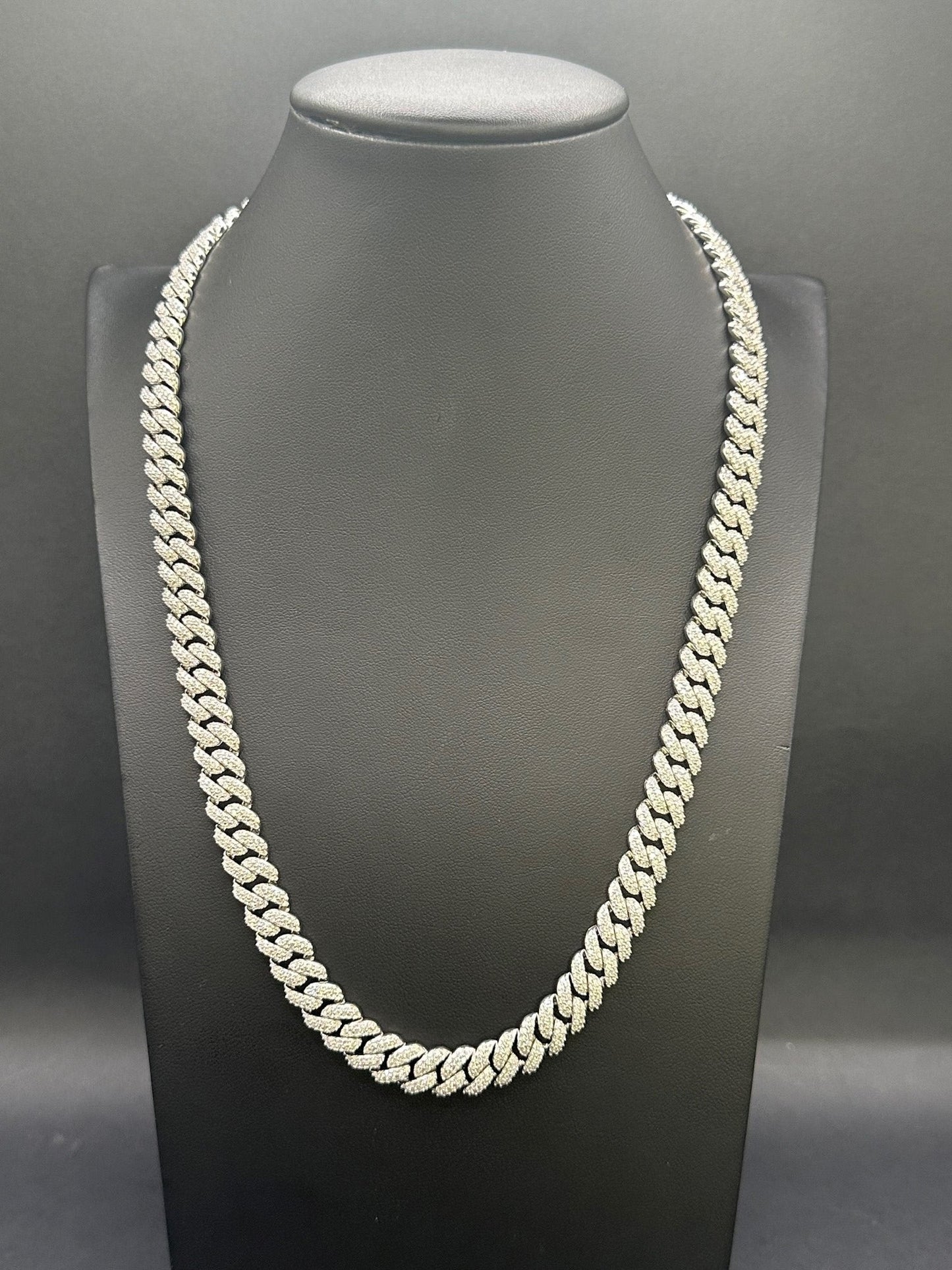 10MM Diamond Moissanite Miami Cuban Chain 925 Silver