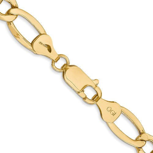10k Gold 7.3MM Hollow Figaro Chain