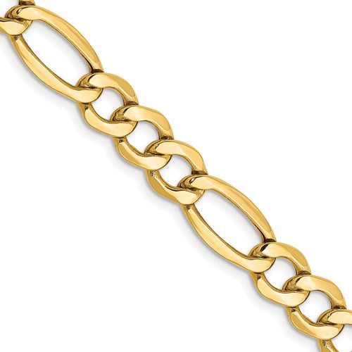 10k Gold 7.3MM Hollow Figaro Chain