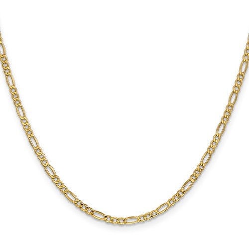 10k Gold 2.5MM Hollow Figaro Chain