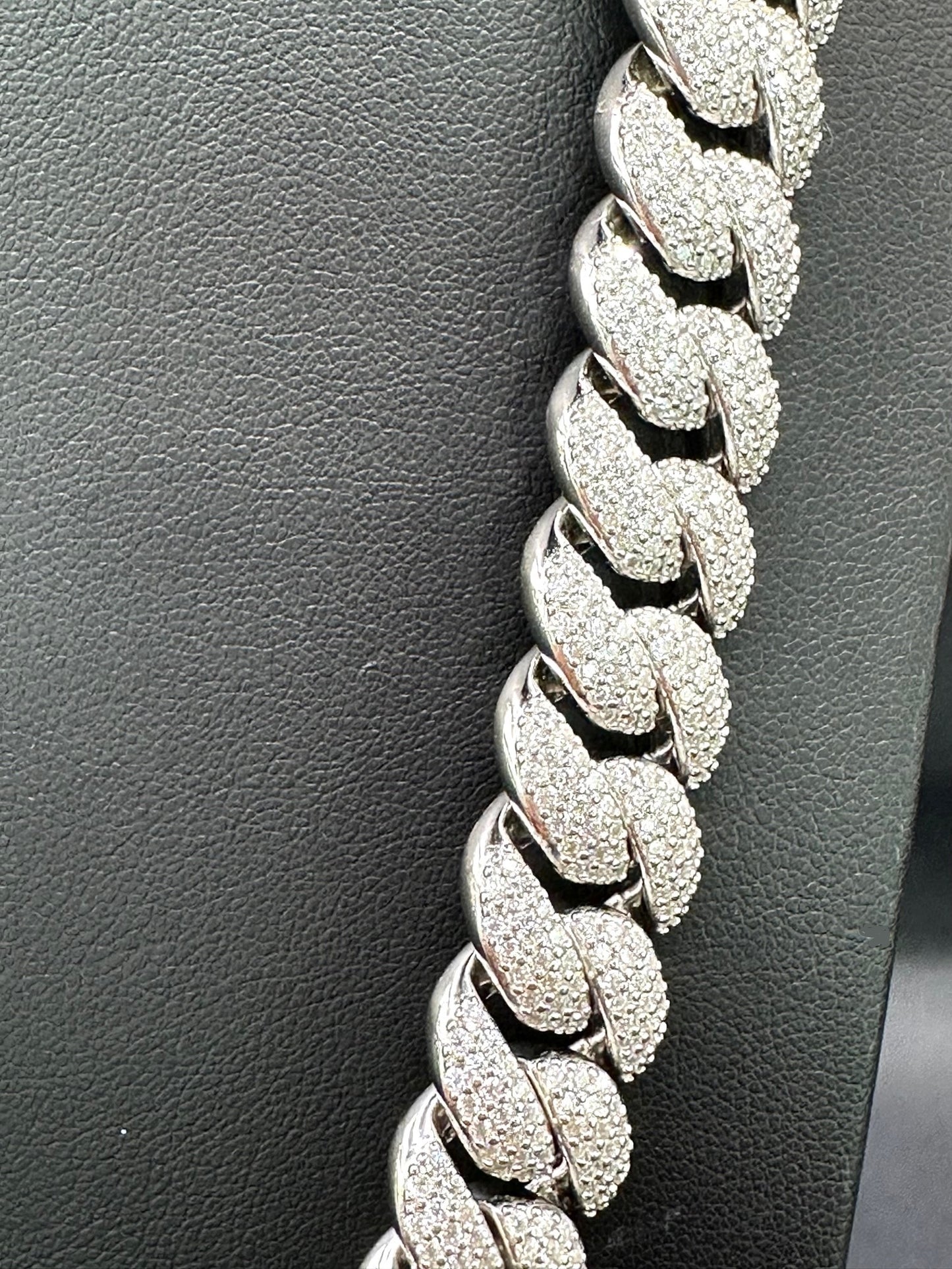15MM Diamond Moissanite Miami Cuban Chain 925 Silver