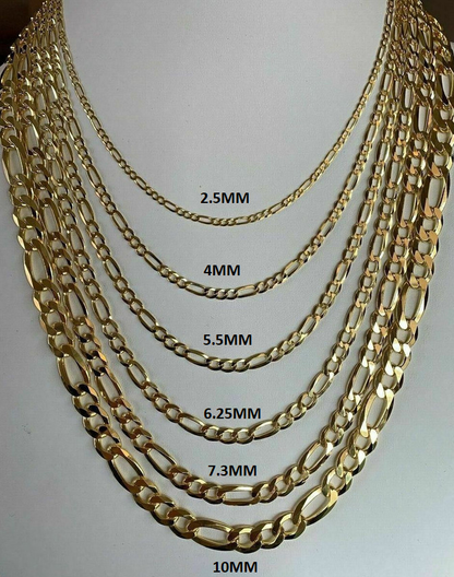 10k Gold 2.5MM Hollow Figaro Chain