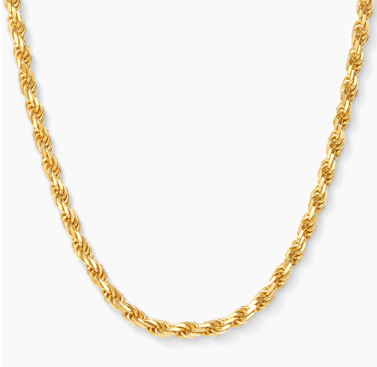 Yellow Silver Rope Chain - 4MM